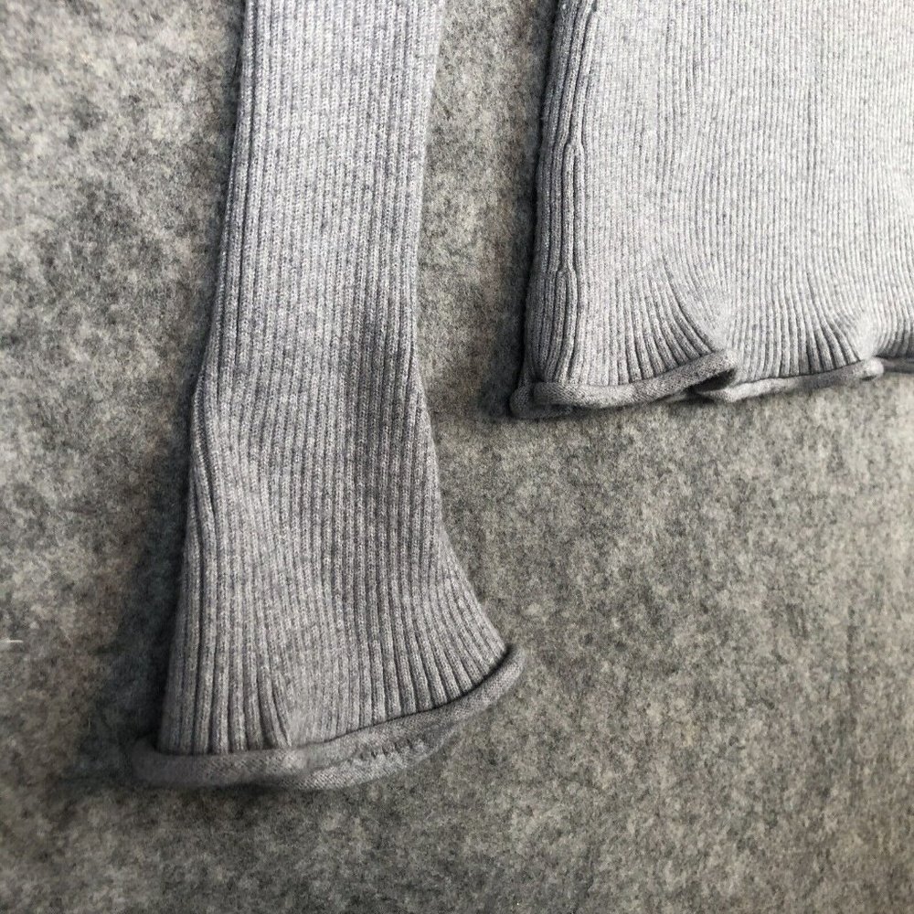 Cotton Emporium Sweater M Rib Knit Slim Fit Flare Cuffs Cutout Front Peek A Boo - Picture 2 of 10